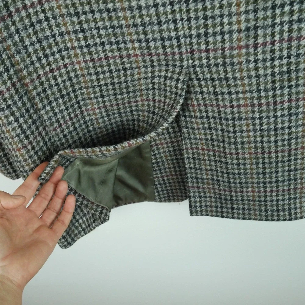 Nordstrom Harris Tweed Mens 44L Wool Blazer Houndstooth Sport Coat Academia